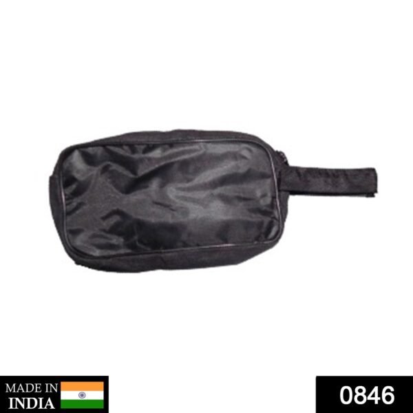 Portable Travel Hand Pouch / Shaving Kit Bag for Multipurpose Use (Black) - Image 2