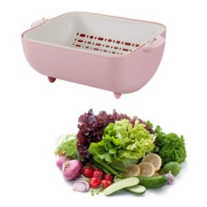 Multifunctional BPA Free Double Layered Plastic Rotatable Strainer Basket