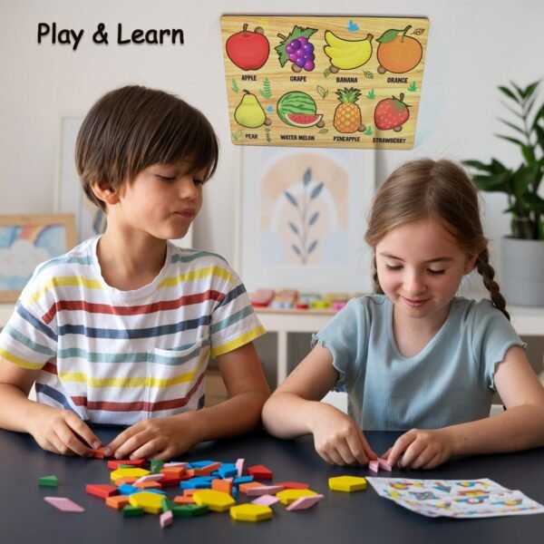 Wooden Fruits Puzzle Learning Educational Board (1 Set / 28 x 20 Cm) - Image 3