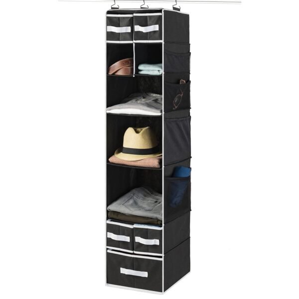 9 Shelf Hanging Closet Organizer with 5 Drawer Organizers - Image 5