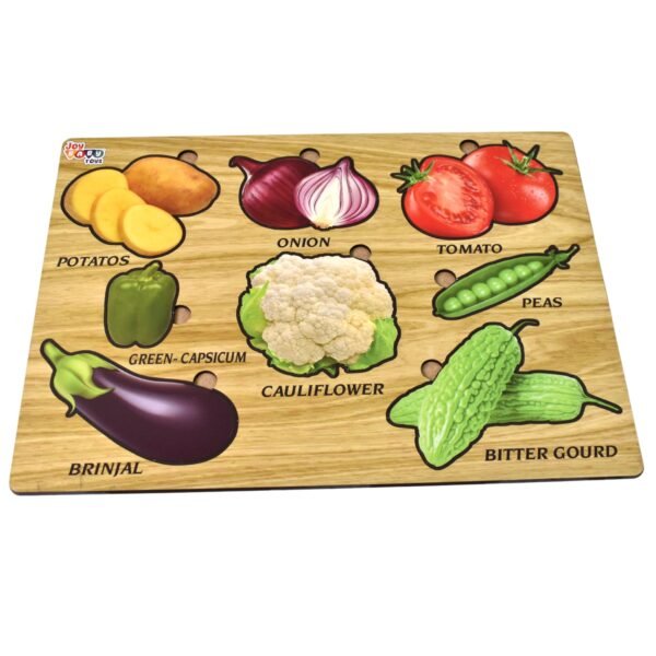 Wooden Vegetable Puzzle Learning Educational Board (1 Set / 28 x 20 Cm) - Image 5