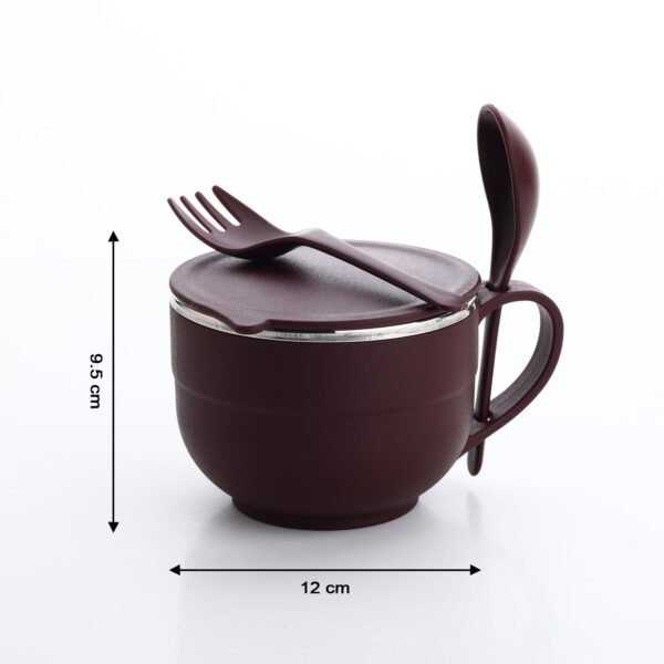 Noodles & Soup Bowl with Spoon and fork Handle Spoon Holder, Stainless Steel - Image 5