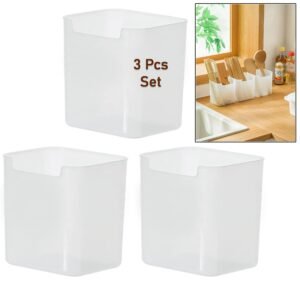 3Pcs Clear Plastic Organizer Storage Versatile Kitchen Drawer Organizer Tray
