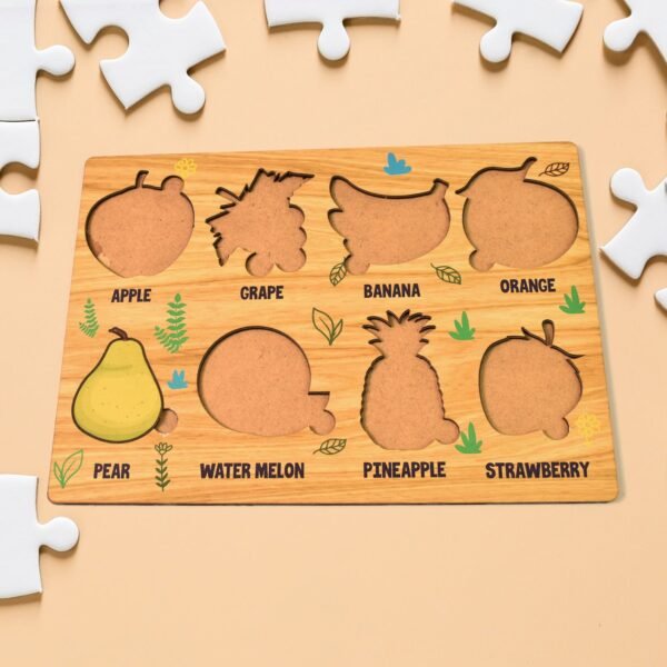 Wooden Fruits Puzzle Learning Educational Board (1 Set / 28 x 20 Cm) - Image 4
