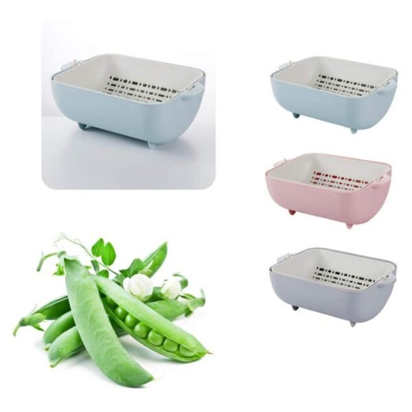 Multifunctional BPA Free Double Layered Plastic Rotatable Strainer Basket - Image 4