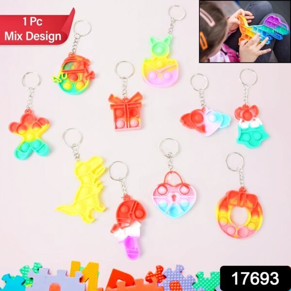 Compact Pop It Keychain ? Fun Stress Relief Fidget Toy (1 Pc | Mix Design) - Image 2