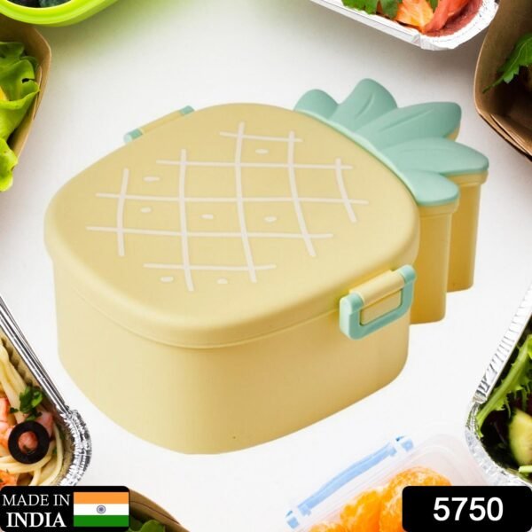 Kids Lunch Box Cute Pineapple Shaped Bento Box with Fork Spoon Snack Container - Image 2