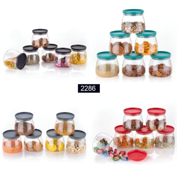 Matka Shaped Jar with Air Tight & Leak Proof Lid (Multicolour) (Set of 6) - Image 3