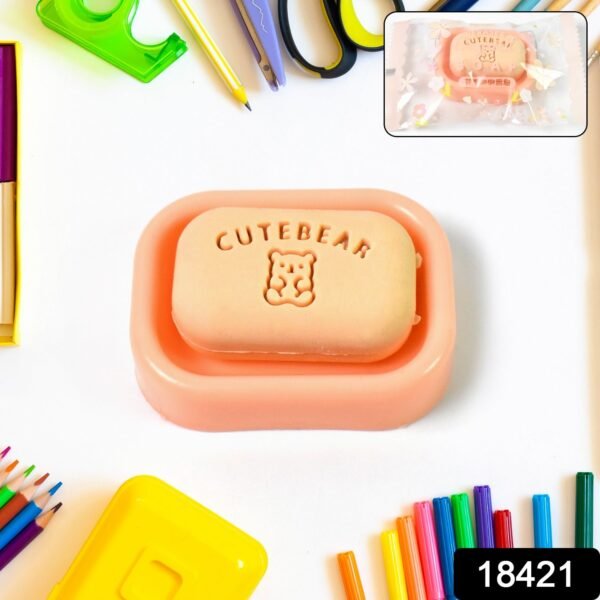 Cute Soap Shaped Erasers With Plastic Case (1 Pc / With Case) - Image 2