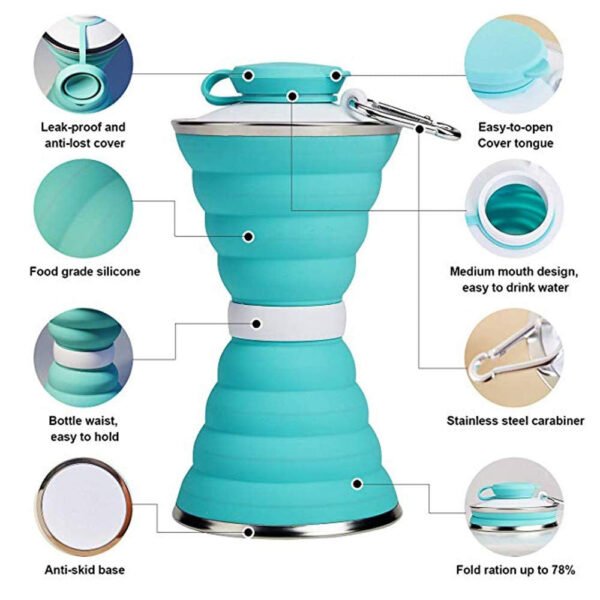 Silicone Traveling Water Bottle BPA Free - Leak Proof Lightweight Collapsible - - Image 5