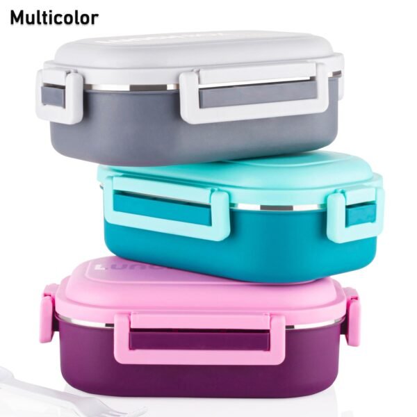 Insulated Testy Stainless Steel Leakproof Lunch Box With Spoon (1 Set) - Image 4