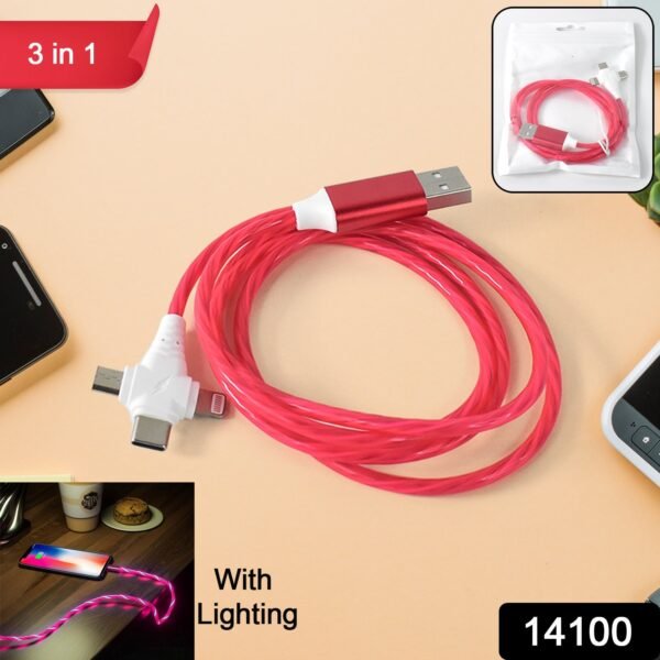 3 in 1 Charging Cable Light Up Fast Charger Lighting Cable - Image 2