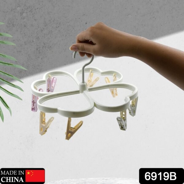 Heart Shape Clothe spin Rack Laundry Drying Rack, Clothes Hangers with 8 Clips, - Image 2