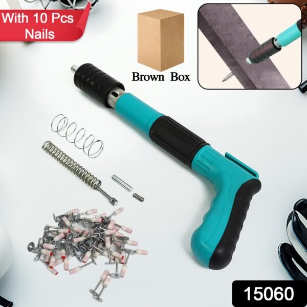 Manual Steel Nails Gun, Nail Wall Fastening Tool with 10 Nails (1 Set) - Image 2