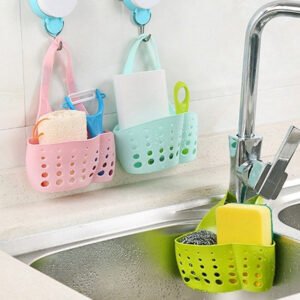 Adjustable Kitchen Bathroom Water Drainage Plastic Basket / Bag with Faucet