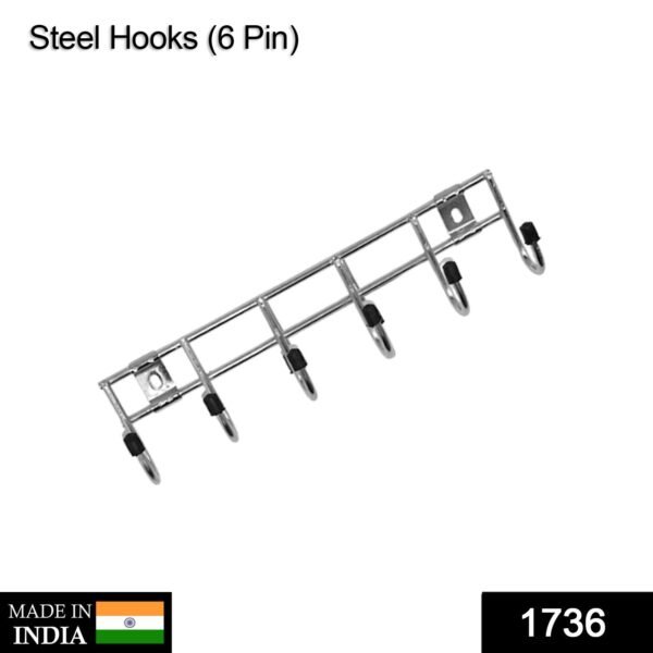 Multipurpose Stainless Steal Hanger Strip Hooks (6 Pin) - Image 3