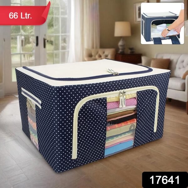 Foldable Steel Frame Clothes Living Storage Organizer Handled Bag - Image 2