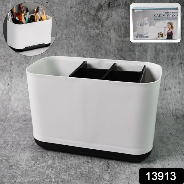 6 Compartment Multi Purpose Organizer Toothbrush Holder Stand Plastic Caddy (1 - Image 2