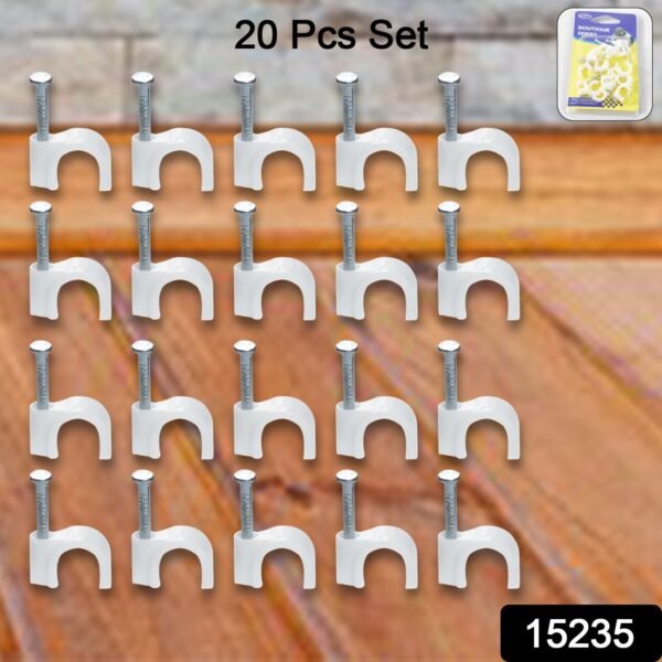 Wire Wall Clips, Plastic Cable Clips Round Wire Pins with Steel Nail (20 Pcs - Image 2