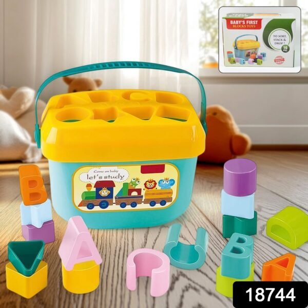Baby First Block Set for Kids Non-Toxic Abcd Geometric Shape Sorting & Stacking - Image 2