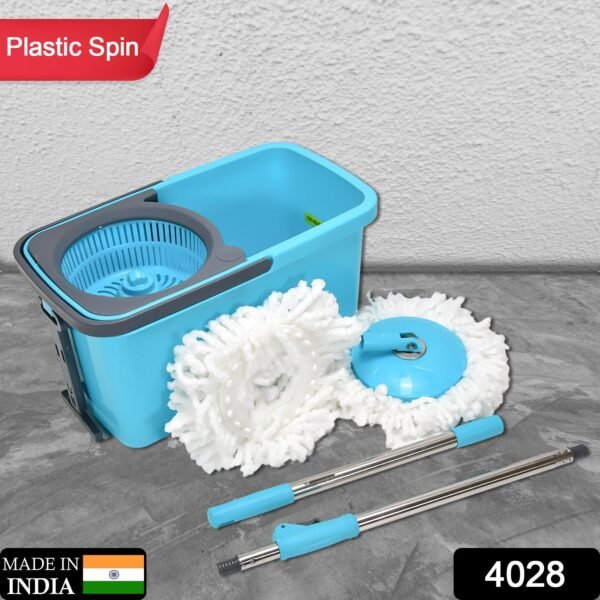 Quick Spin Mop Plastic spin, Bucket Floor Cleaning, Easy Wheels & Big Bucket, - Image 2