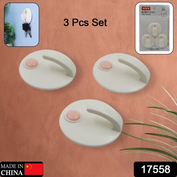 Heavy Duty Self-Adhesive Wall Hooks for Home & Office (3 Pcs Set) - Image 2