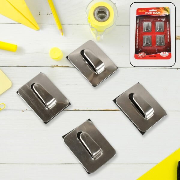 Self- Adhesive Hooks, Heavy Duty Wall Hooks Hangers Stainless Steel Waterproof