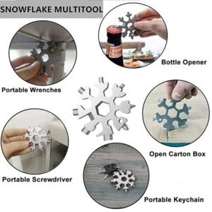 Durable & Portable 18 in 1 Snowflake Multi-Tool, Snowflake Bottle Opener Flat