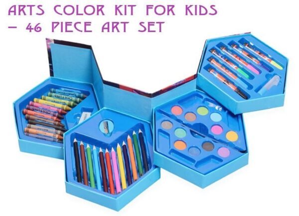 46 Pcs Plastic Art Colour Set with Color , Crayons, Oil Pastel and Sketch Pens - Image 3