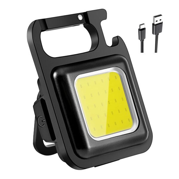 Mini Rechargeable Keychain Flashlight - 4 Light Modes with Folding Bracket & - Image 3