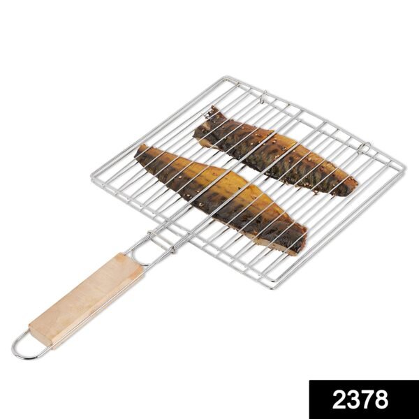 Kitchen Square Roaster Grill Barbecue Grill with Wooden Handle - Image 2