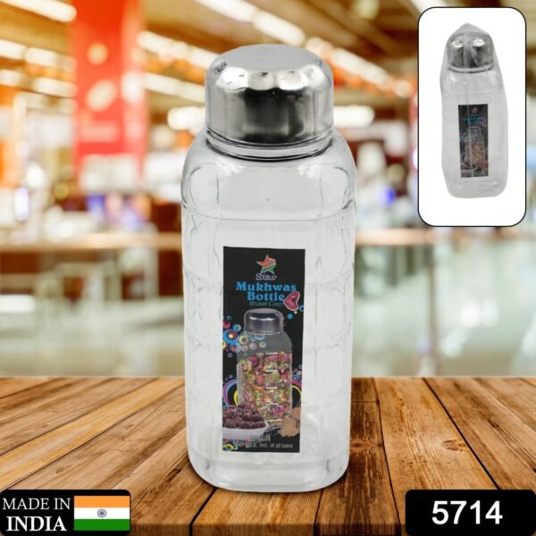 Plastic Transparent Mukhwas Bottle With Steel Cap / Mouth Freshener / Dryfruits - Image 2