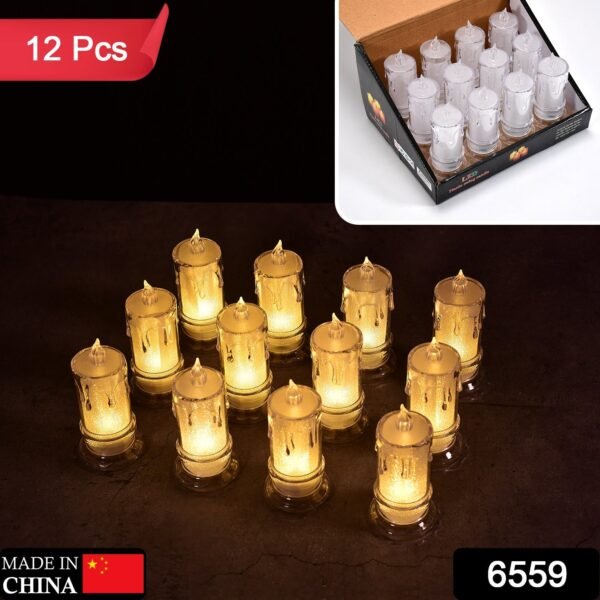Big Flameless Melted Design Candles Set (12 pcs) - Image 2