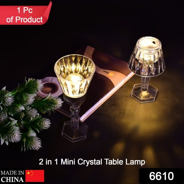 2in1 Transparent Mini Crystal Table Lamp with Reflection Light - Image 2