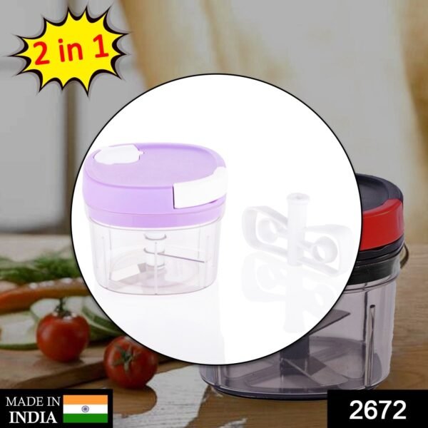2in1 Handy Chopper And Slicer For Home & kitchen (600ML Capacity) - Image 2