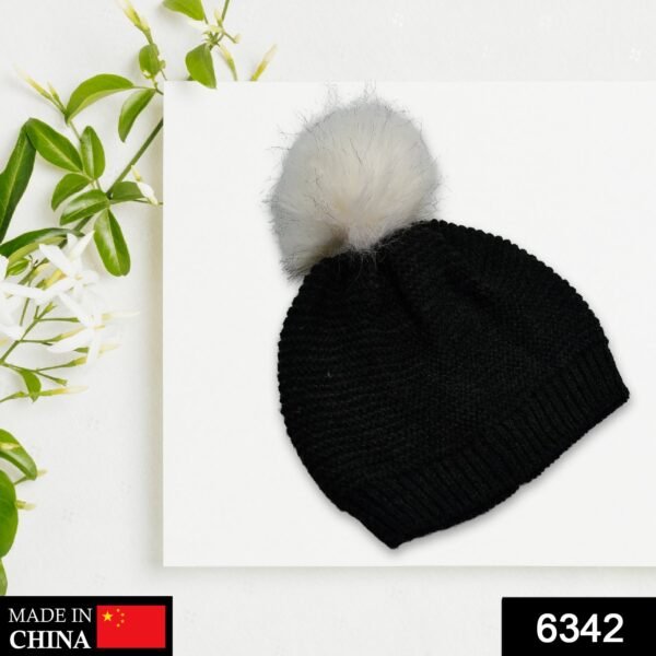 Men's and Women's Skull Slouchy Winter Woolen Knitted Black Inside Fur Beanie - Image 2