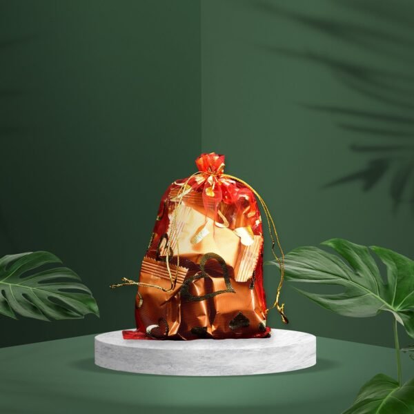 Net Fabric Drawstring Pouch ? Ideal for Dry Fruits, Organza Shagun Potli (Mix - Image 3