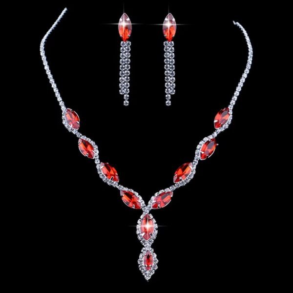 Necklace and Earrings Set Wedding Jewelry Set (1 Set / Mix Color) - Image 5