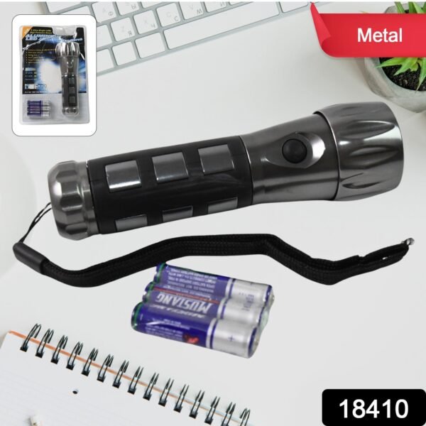 Aluminium Led/Xenon rubber grip Handtourch (3*1.5V AAA batteries / Not Included) - Image 2