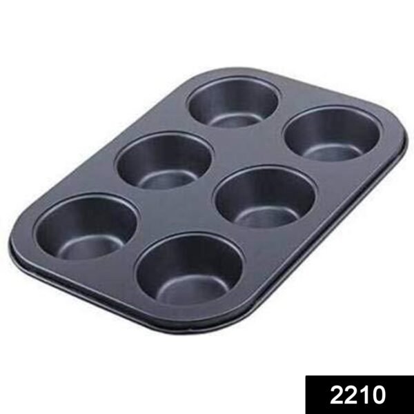 Non-Stick Reusable Cupcake Baking Slot Tray for 6 Muffin Cup - Image 2