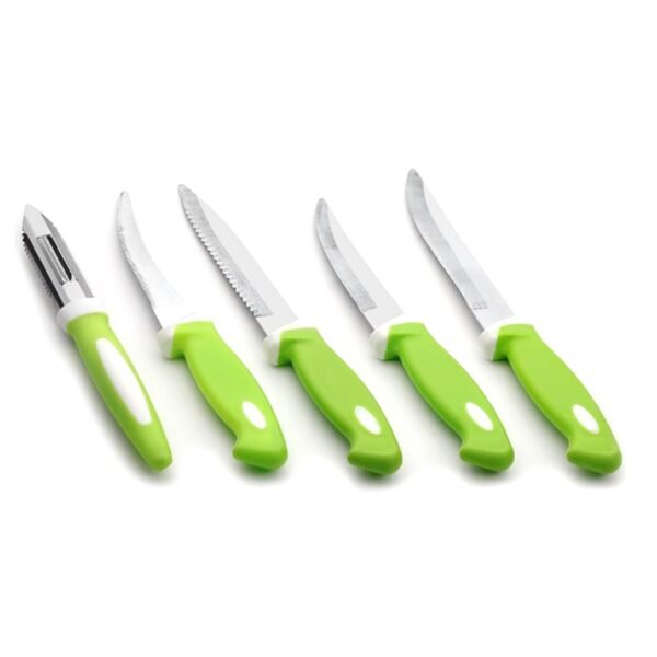 Stainless Steel Knife & Peeler Set with Stand - 6 Pcs - Image 5