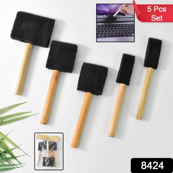 Multipurpose Sponge Brushes for Painting with Wooden Handles (5 Pcs Set) - Image 2