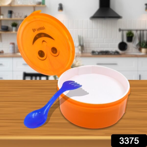 Smily Plastic lunch box, Small Box With 2in1 Spoon pack of 1 - Image 2