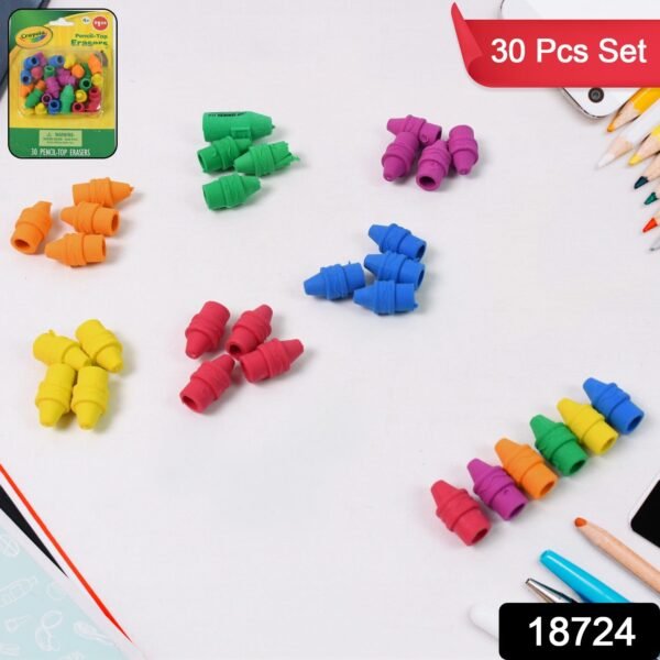Pencil Top Eraser Rubber Erasers (1 Pc / Mix Color) - Image 2