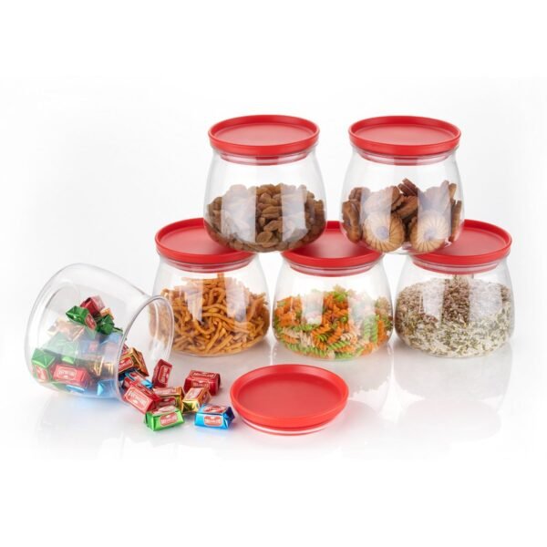 Matka Shaped Jar with Air Tight & Leak Proof Lid (Multicolour) (Set of 6) - Image 4