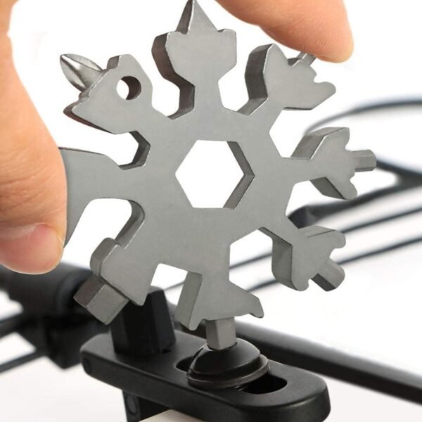 Durable & Portable 18 in 1 Snowflake Multi-Tool, Snowflake Bottle Opener Flat - Image 3