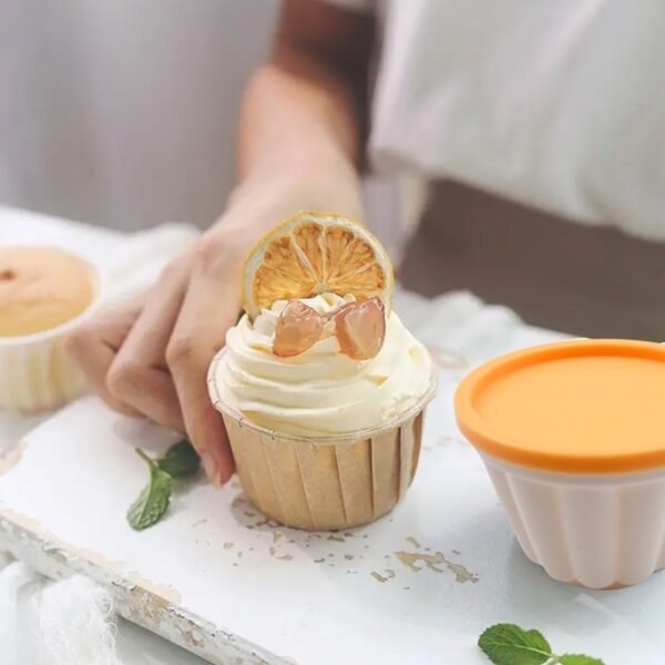 Pudding Molds, Custard Mold, Mold for Jelly Ice creams, Set of 4 Cups with Lid - Image 3