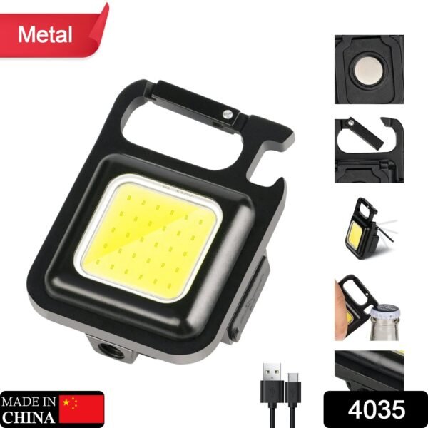 Mini Rechargeable Keychain Flashlight - 4 Light Modes with Folding Bracket & - Image 2