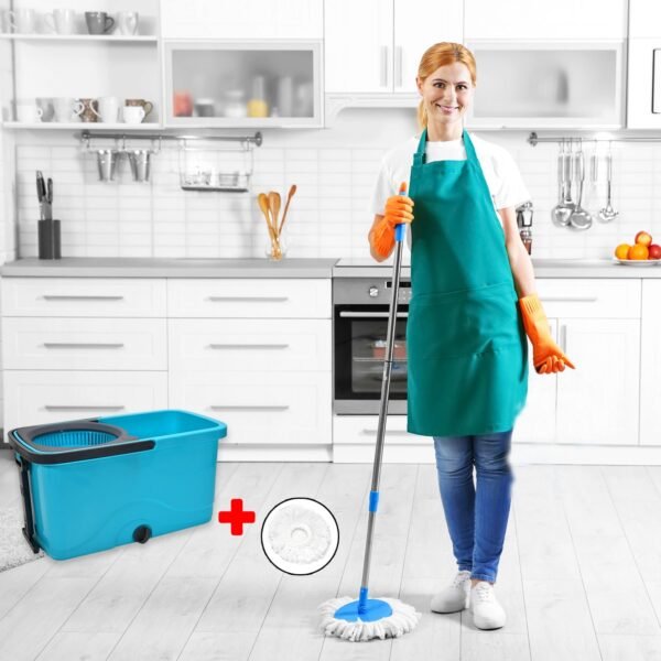 Quick Spin Mop Plastic spin, Bucket Floor Cleaning, Easy Wheels & Big Bucket,