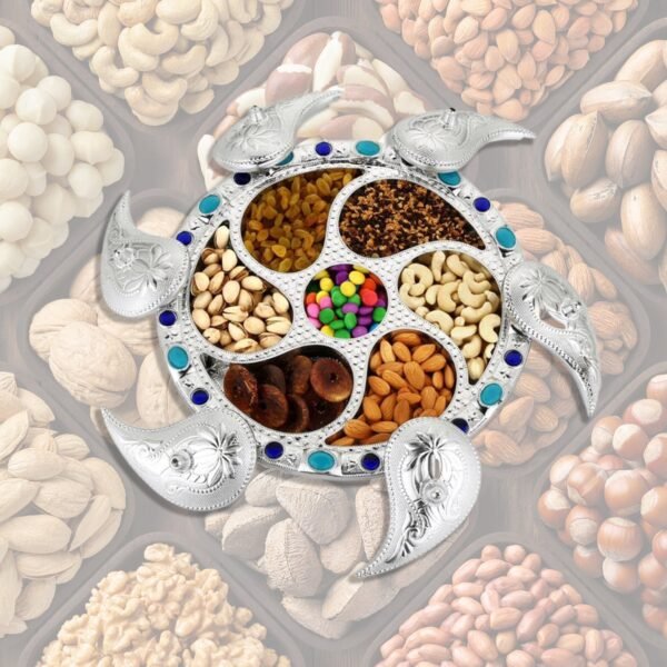 Multipurpose 7 Compartment Dry Fruit Serving Rotating Tray ,Chocolate, Snacks